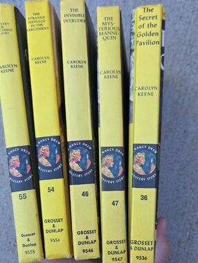 Nancy Drew Grosset & Dunlap Yellow Mystery Book Set (Spine View)